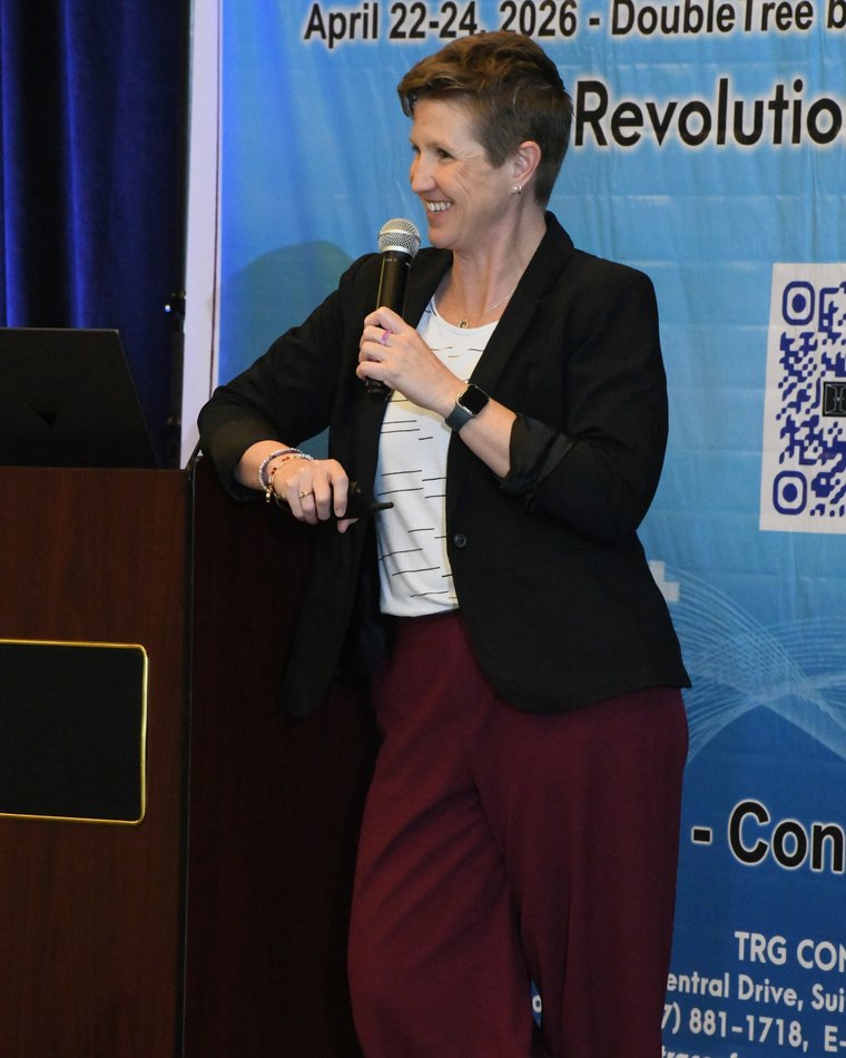 Britt presenting at a nursing leadership conference